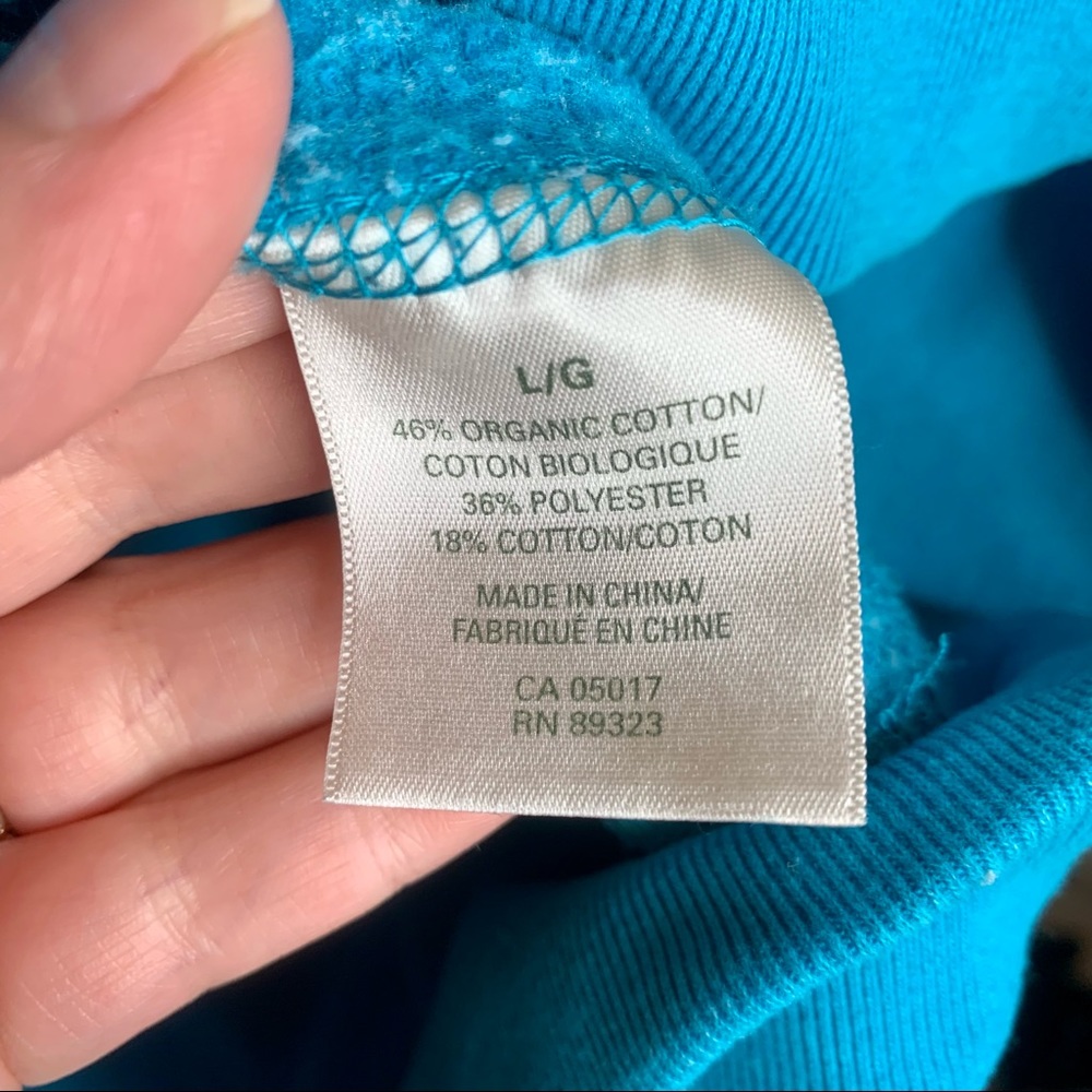 Roots | Short Sleeve V Neck Hooded Blue Sweatshirt with Front Pocket - Picture 5 of 7
